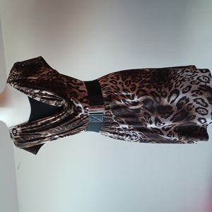 Champagne by Byle Grenier - Size US Large - Animal Print Dress